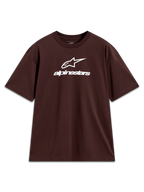 Alpinestars Prelude Oversized CSF Tee, bruin oversized t-shirt met korte mouwen en wit gestapeld logo op de borst.