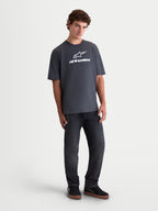 Alpinestars Prelude Oversized CSF t-shirt, grijs t-shirt met korte mouwen voor heren, wit Astars-logo op de borst, relaxed fit, casual sportswear, katoen-polyestermix