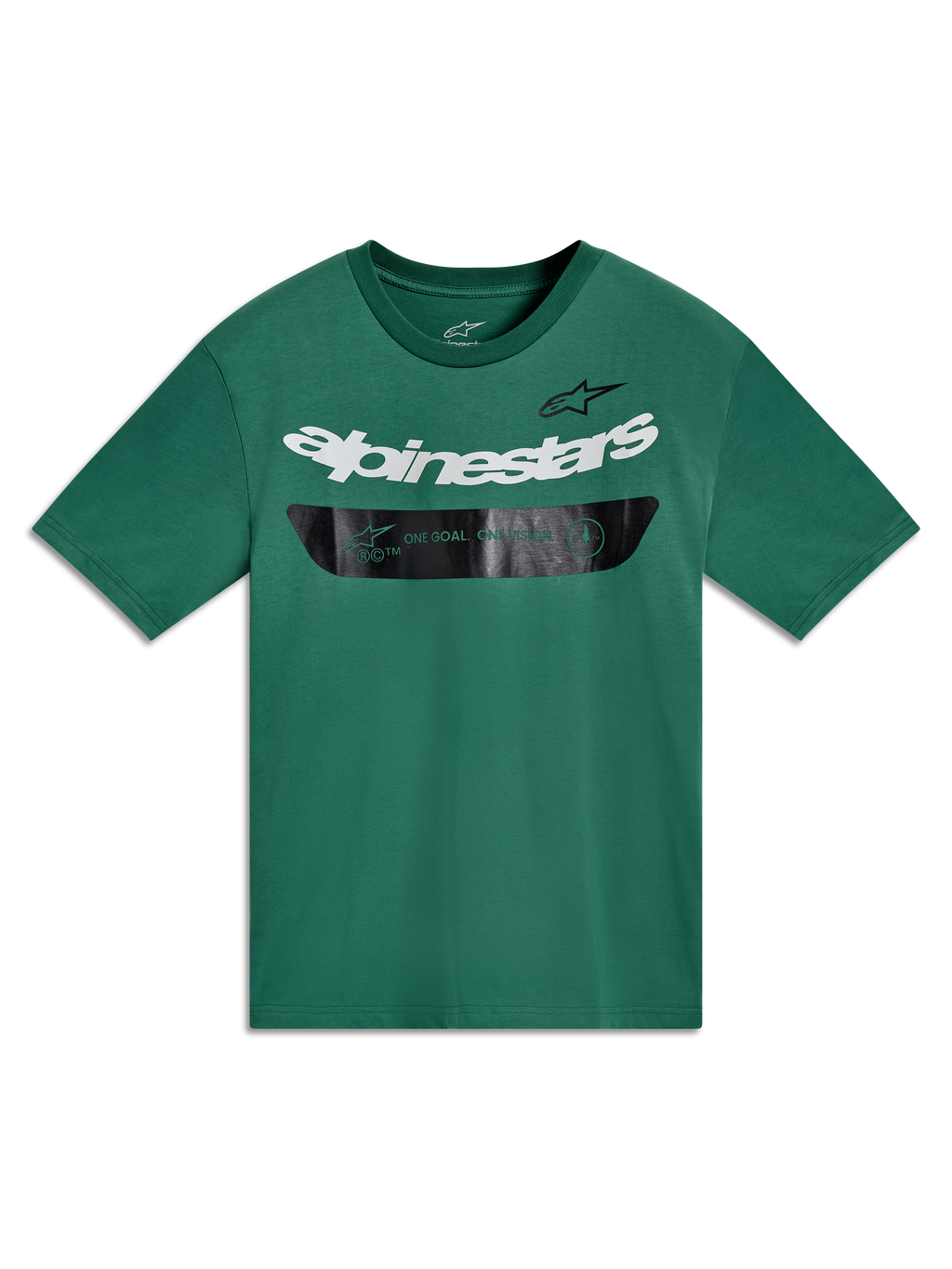 Alpinestars Singular CSF Tee, Green short sleeve sportswear t-shirt with white curved wordmark and black chest graphic.