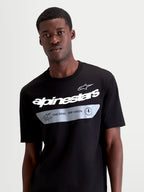 Alpinestars Singular CSF t-shirt met korte mouwen, heren sportswear, zwart met wit Alpinestars-woordmerk en grijze ONE GOAL. ONE VISION. grafiek, casual katoenmix.