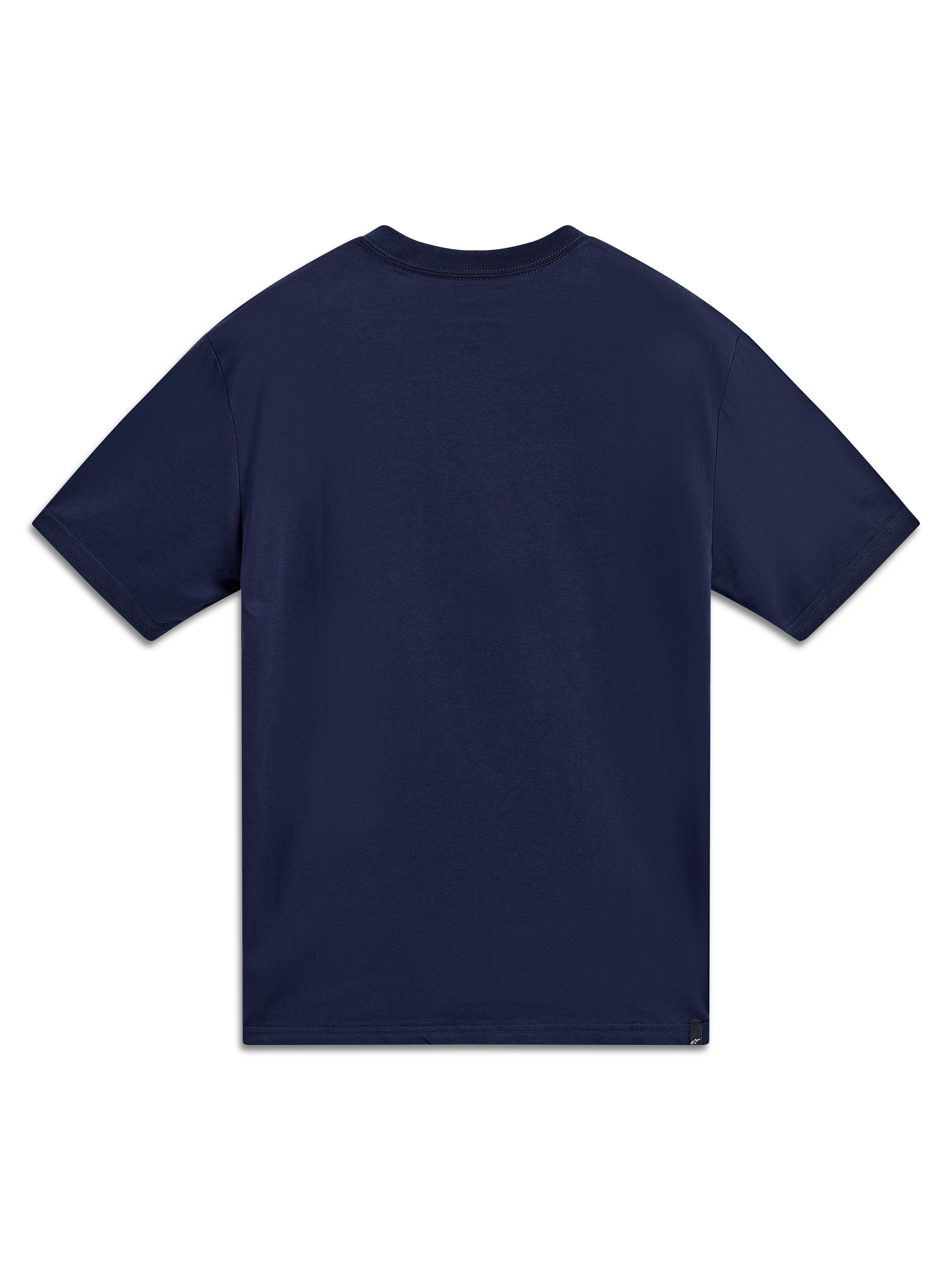 Alpinestars Cypress CSF T-shirt, korte mouwen sportswear, marineblauw, achteraanzicht, zachte katoen-polyesterblend.