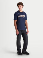 Alpinestars Cypress CSF T-shirt, heren sportswear T-shirt met korte mouwen, blauw, met witte en oranje Astars mesh-fill graphic op de borst, premium katoen-polyesterblend voor dagelijks comfort.