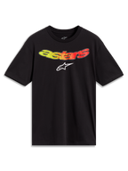Alpinestars Elliptogrit CSF Tee - korte mouwen, zwart sportswear T-shirt met geel-rood Astars-kleurverloop en wit logo.