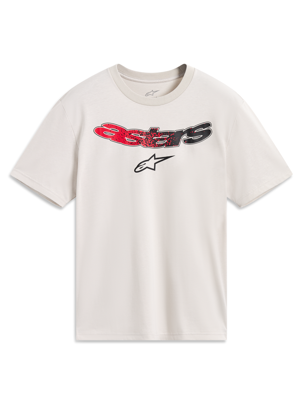 Alpinestars Elliptogrit CSF t-shirt, sportkleding met korte mouwen in zandkleur en rood-zwart Astars-logo.