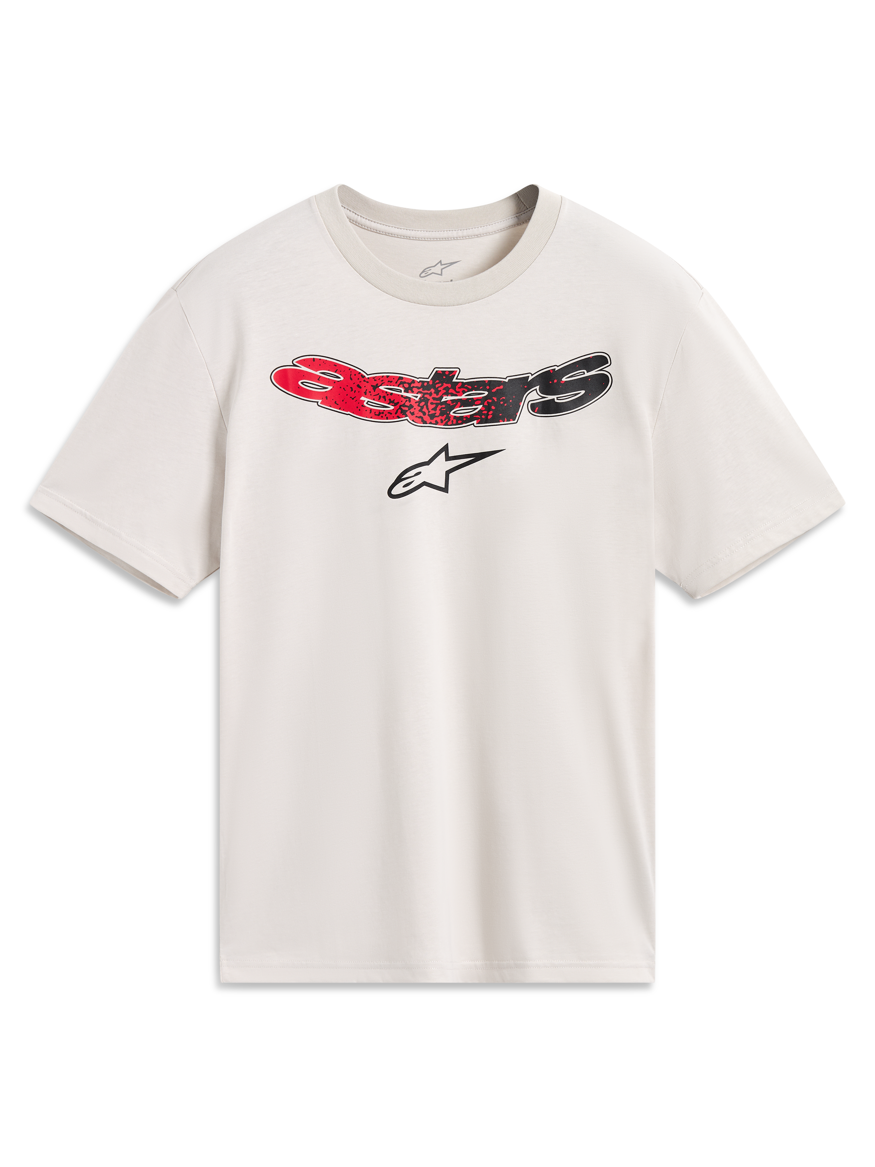 Alpinestars Elliptogrit CSF t-shirt, sportkleding met korte mouwen in zandkleur en rood-zwart Astars-logo.