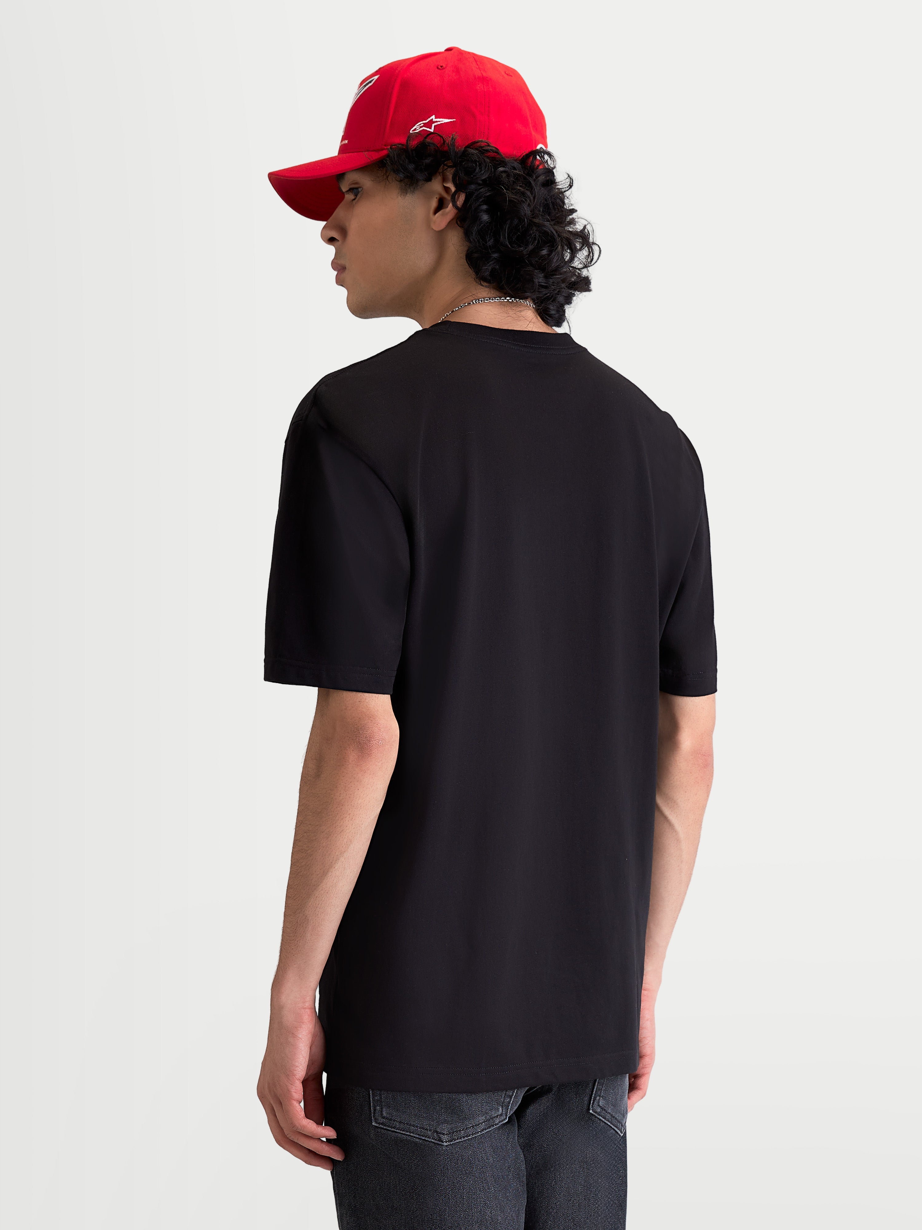 Alpinestars Elliptogrit CSF t-shirt met korte mouwen, casual sportswear shirt, achteraanzicht op model, zwart, premium katoen-polyestermix.