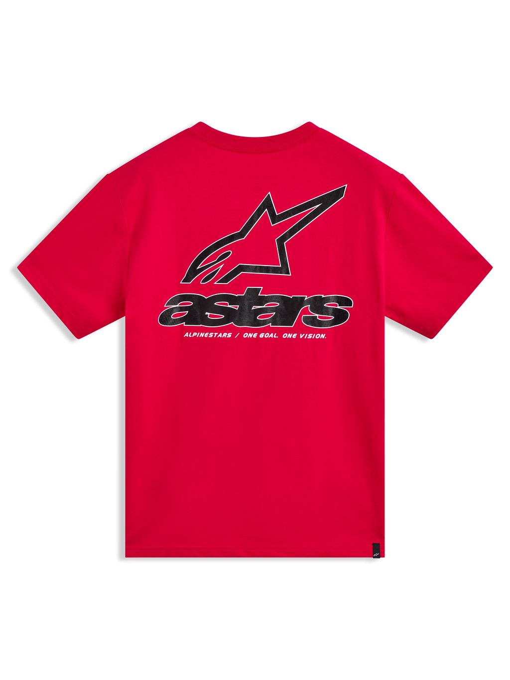 Alpinestars Lineout CSF Tee, rood sport T-shirt met korte mouwen en een groot grafisch Astars-logo op de achterkant.