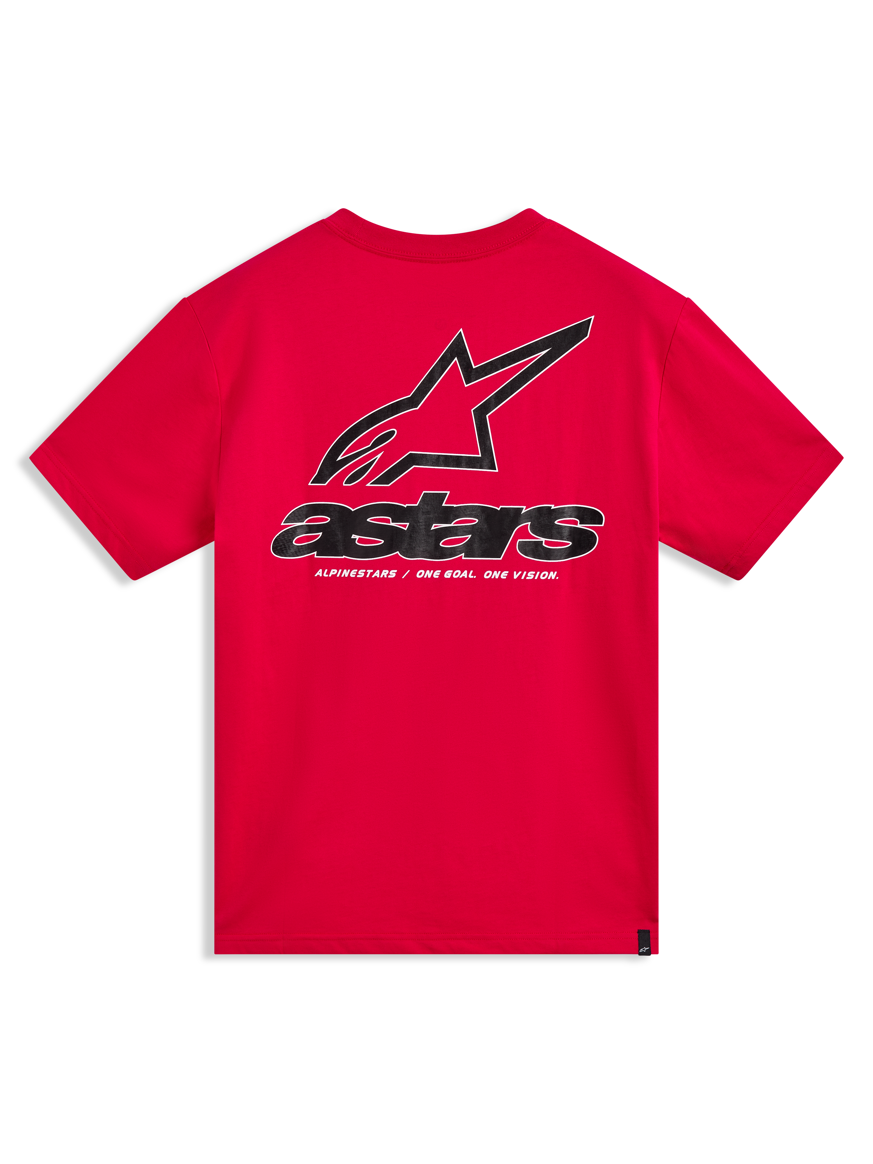 Alpinestars Lineout CSF Tee, rood sport T-shirt met korte mouwen en een groot grafisch Astars-logo op de achterkant.
