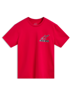 Alpinestars Lineout CSF t-shirt met korte mouwen, rood, voorzien van Astars logo-grafiek met omtrek op de voorzijde.