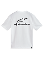 Alpinestars Combo Back CSF T-shirt met korte mouwen, wit, groot zwart Astars-logo op de achterzijde, casual sportswear.