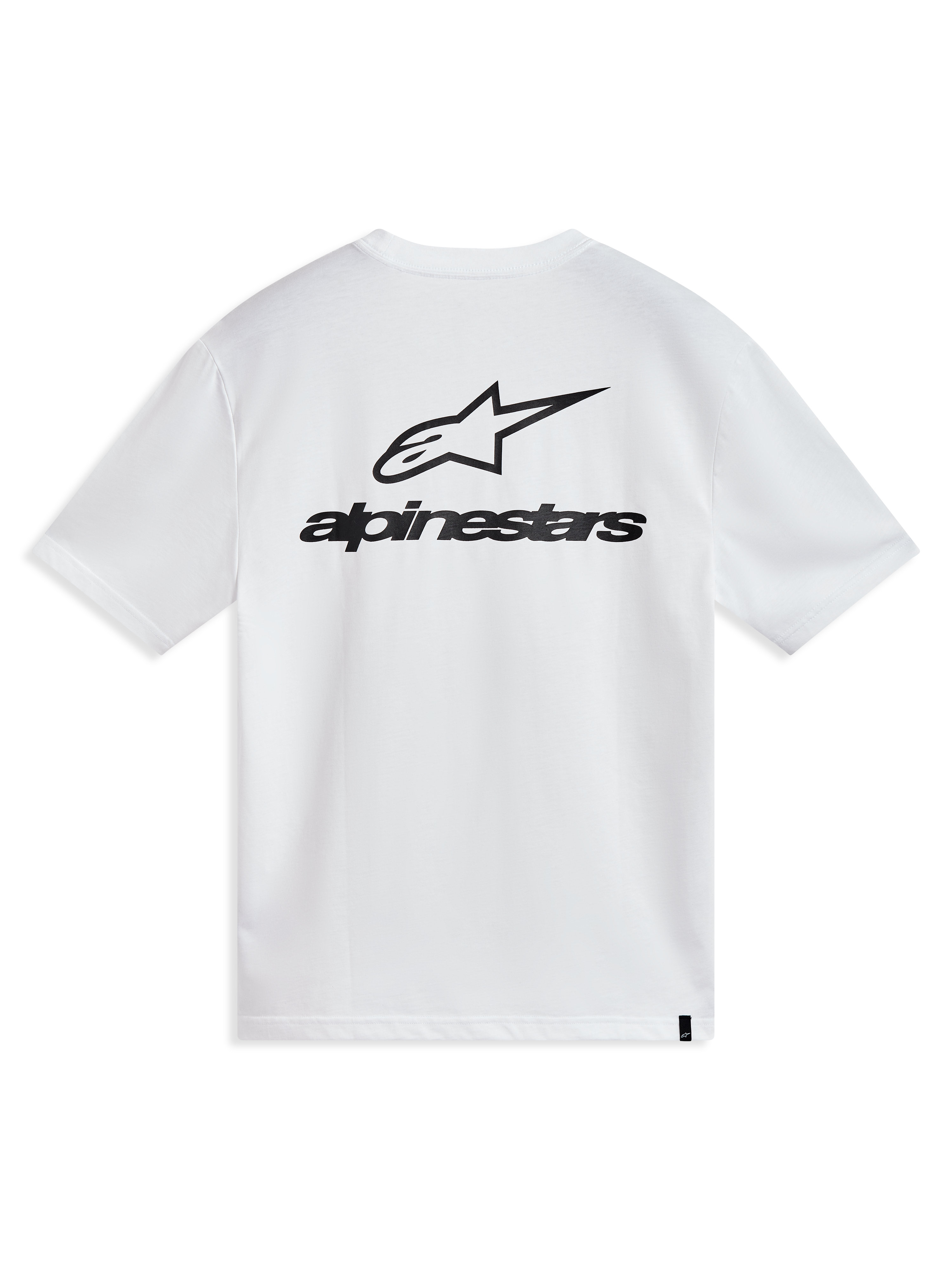 Alpinestars Combo Back CSF T-shirt met korte mouwen, wit, groot zwart Astars-logo op de achterzijde, casual sportswear.