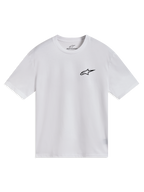 Alpinestars Combo Back CSF Tee, wit t-shirt met korte mouwen, zwart logo op de borst, zacht katoen, casual sportswear.