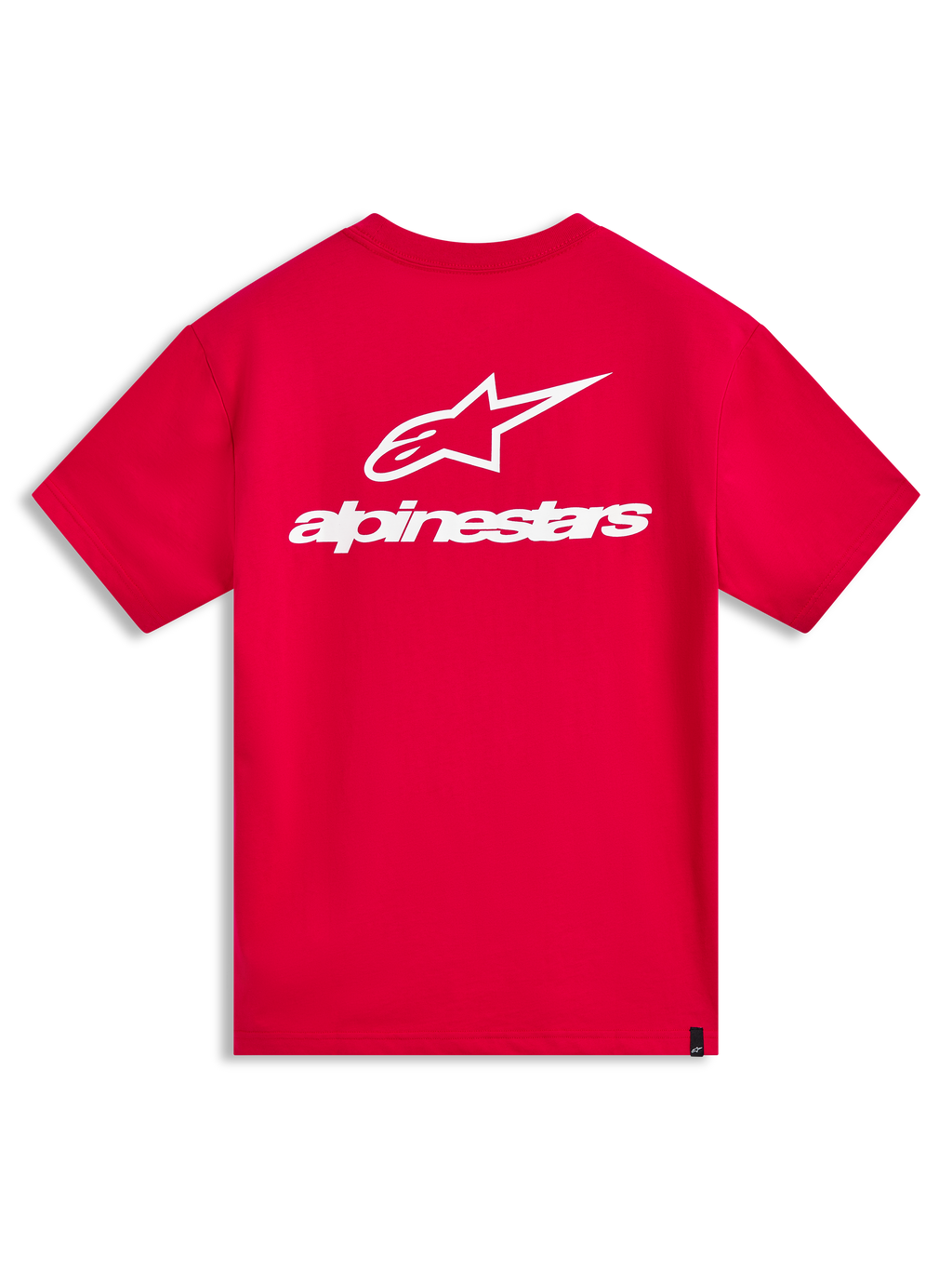 Alpinestars Combo Back CSF t-shirt met korte mouwen, rood en wit, groot logo op de achterzijde, casual sportswear.