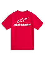 Alpinestars Combo Back CSF t-shirt met korte mouwen, rood en wit, groot logo op de achterzijde, casual sportswear.