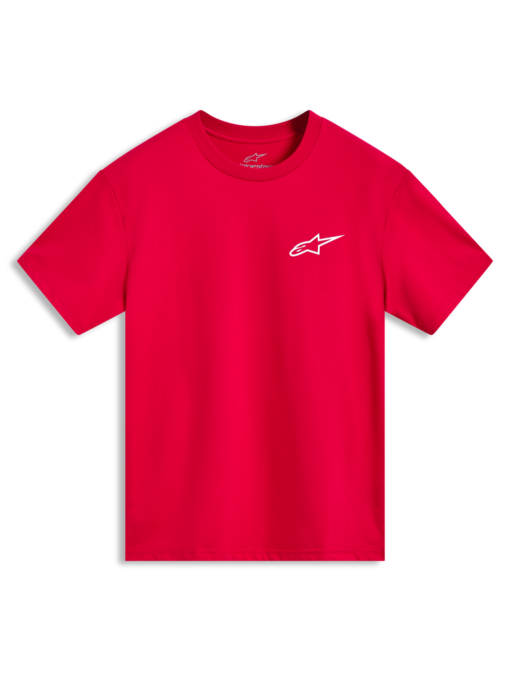 Alpinestars Combo Back CSF T-shirt met korte mouwen, rood met een wit Astars-logo op de borst, casual sportswear.