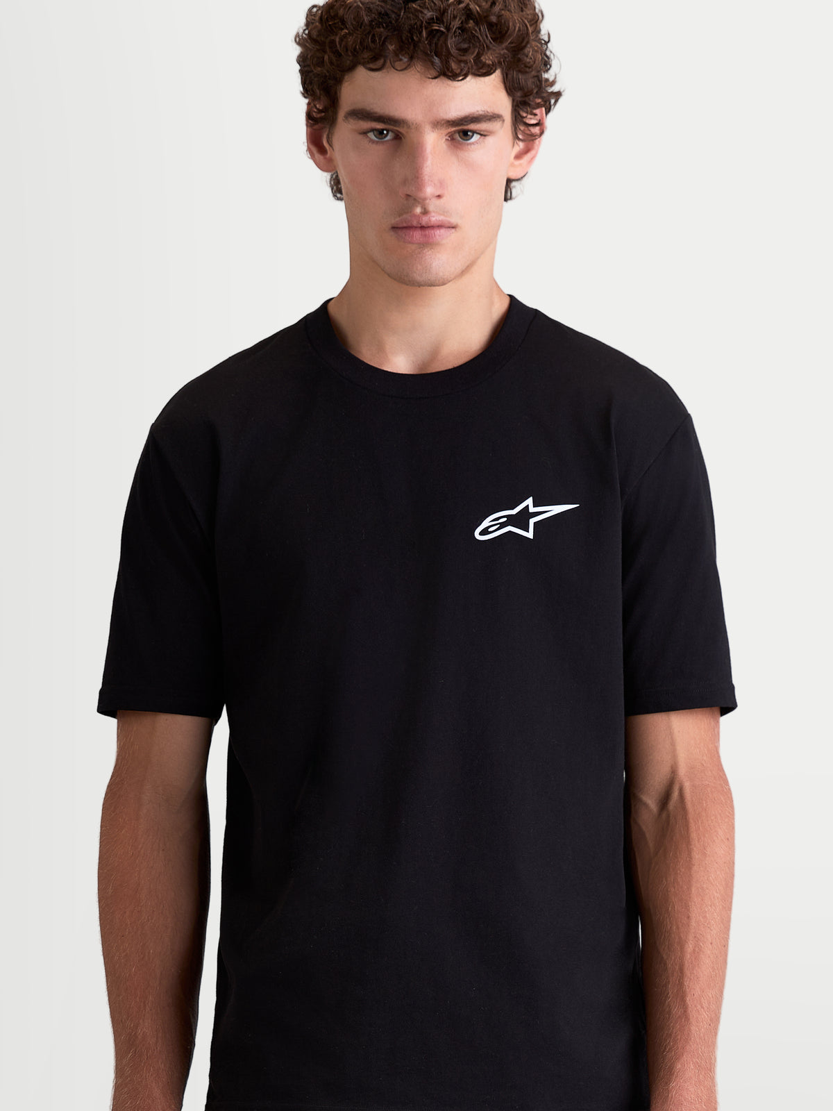 Alpinestars Combo Back CSF T-shirt, sportswear met korte mouwen voor heren, zwart met een klein wit Astars-logo op de borst, premium katoen-polyestermix