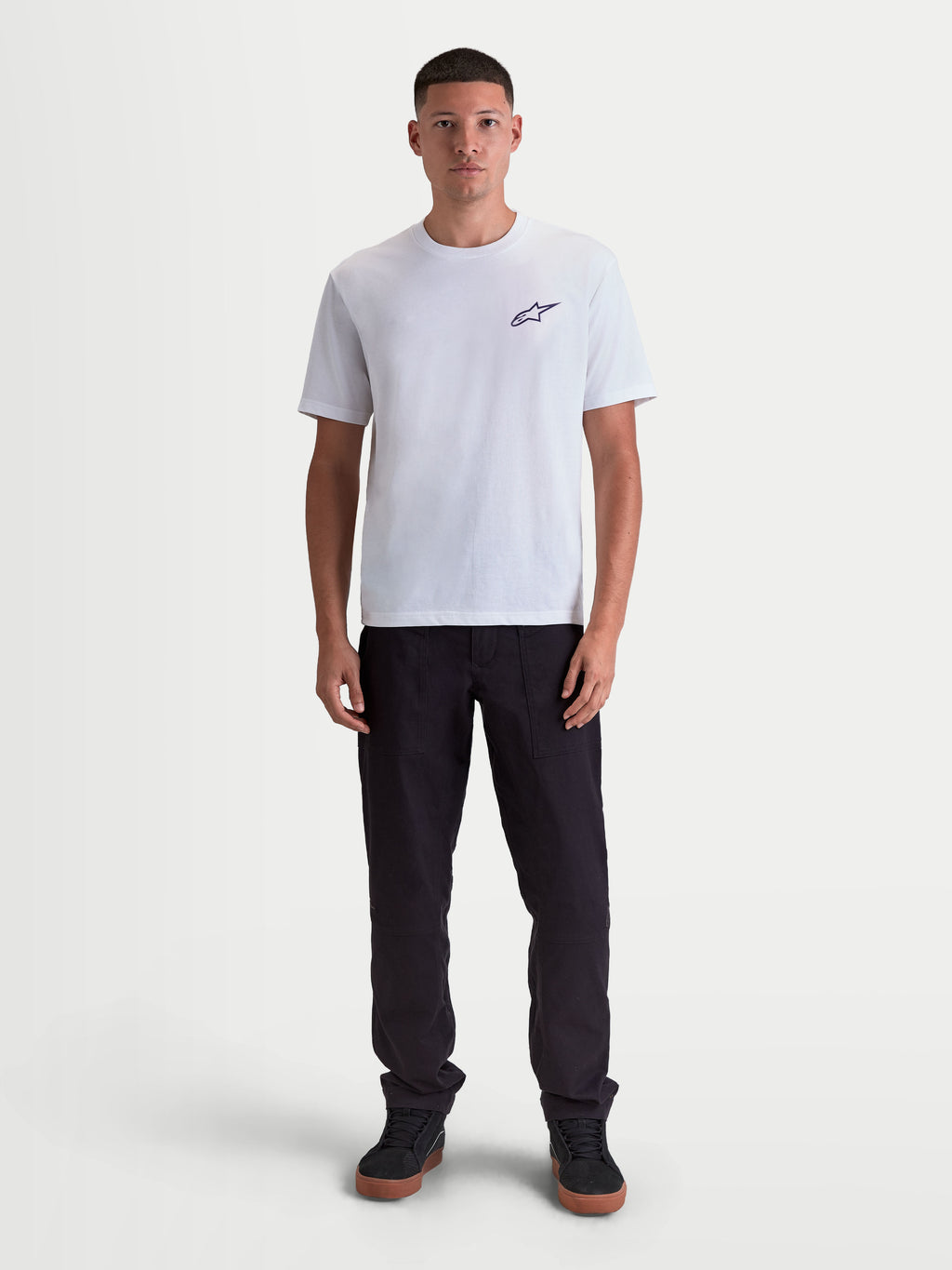 Alpinestars Combo Back CSF t-shirt, heren t-shirt met korte mouwen, wit met zwart Astars-logo op de borst, katoen-polyestermix, casual lifestyle en motorsport kleding