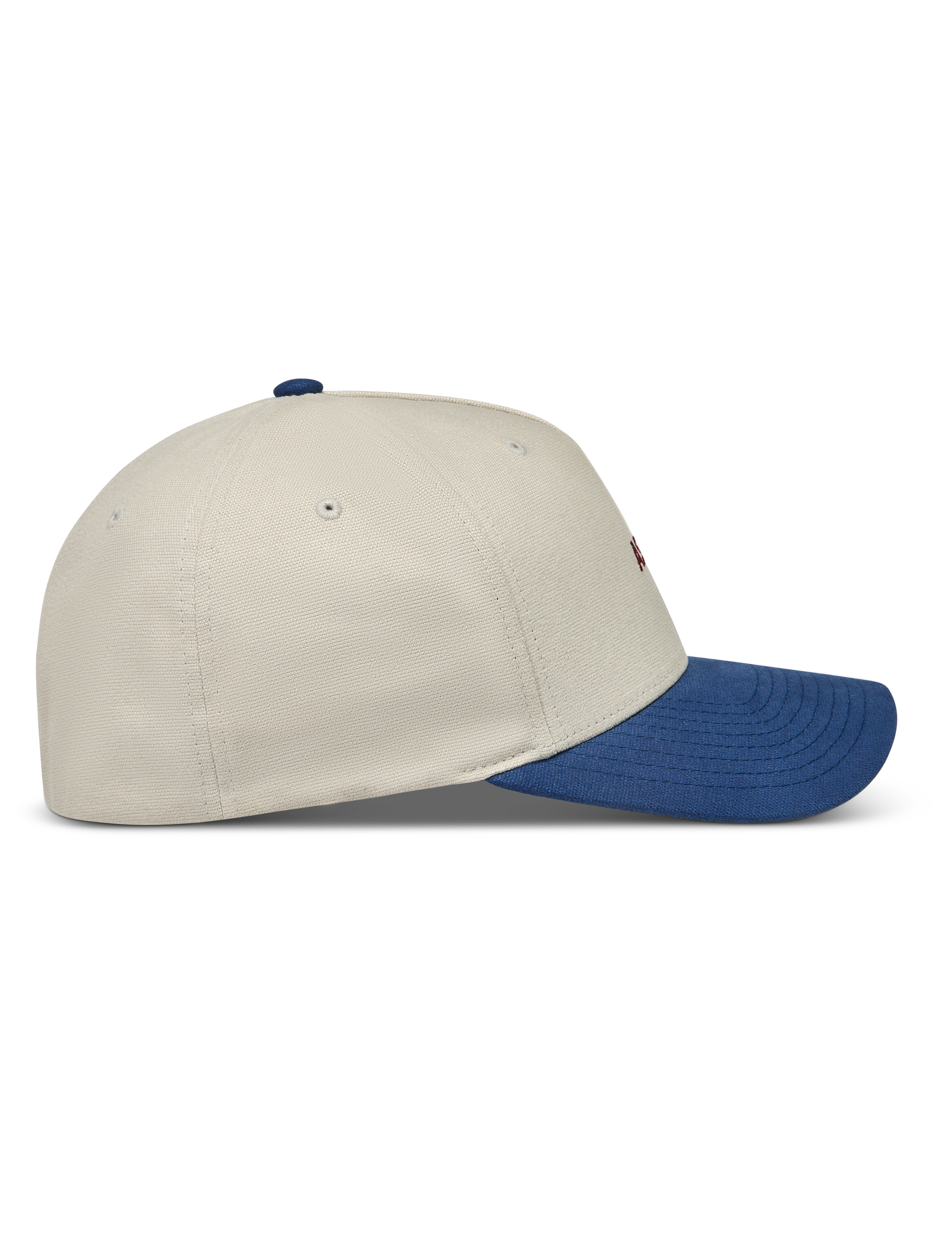 Alpinestars County Canvas hoed, zandkleurige en blauwe sportswear baseballpet met gebogen klep en gestructureerde kroon.