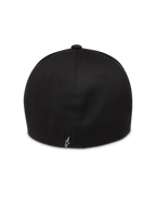 Alpinestars Maze hoed, zwarte flex-back pet voor sportswear, keperstof, met logo-detail op de achterzijde.