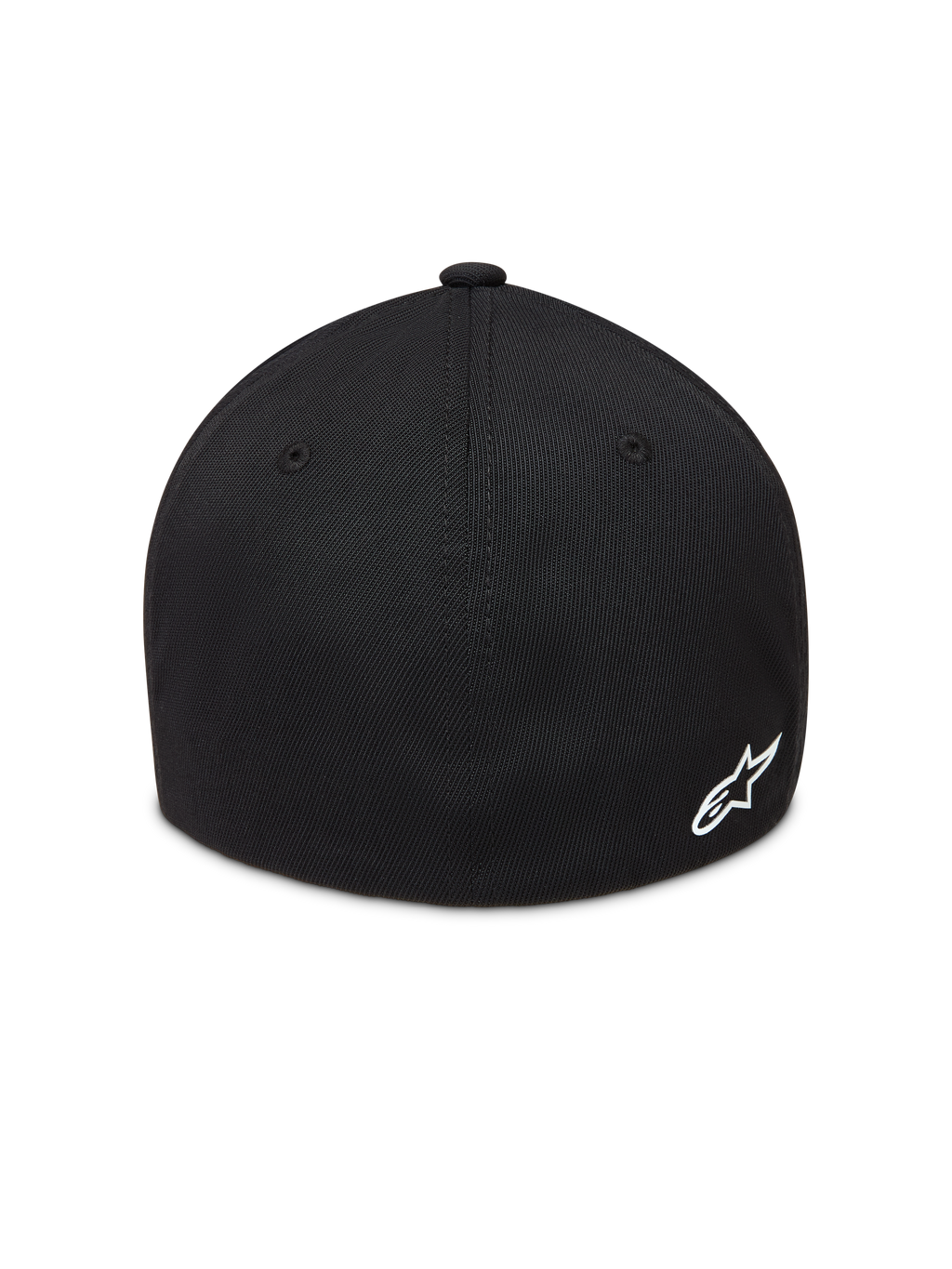 Alpinestars Points hoed, zwarte sportswear baseballpet met wit Astars-logo en flexibele achterkant van nylon tactel.