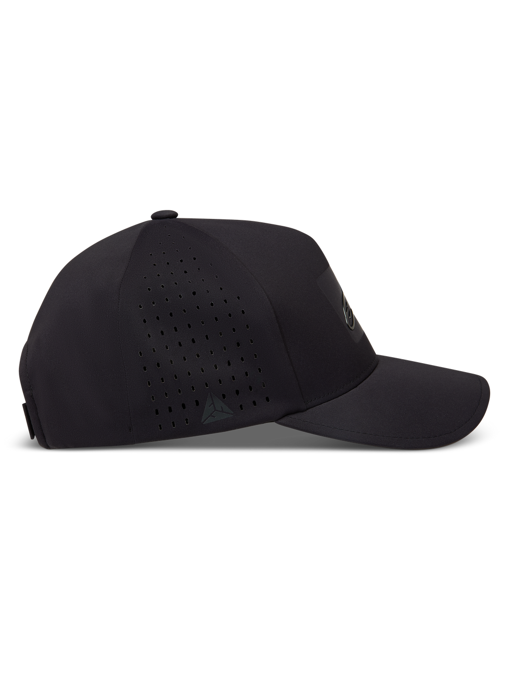 Alpinestars Algo Perf Adjustable Hoed, zwarte pet met zijperforatie, technische stof en gebogen klep.