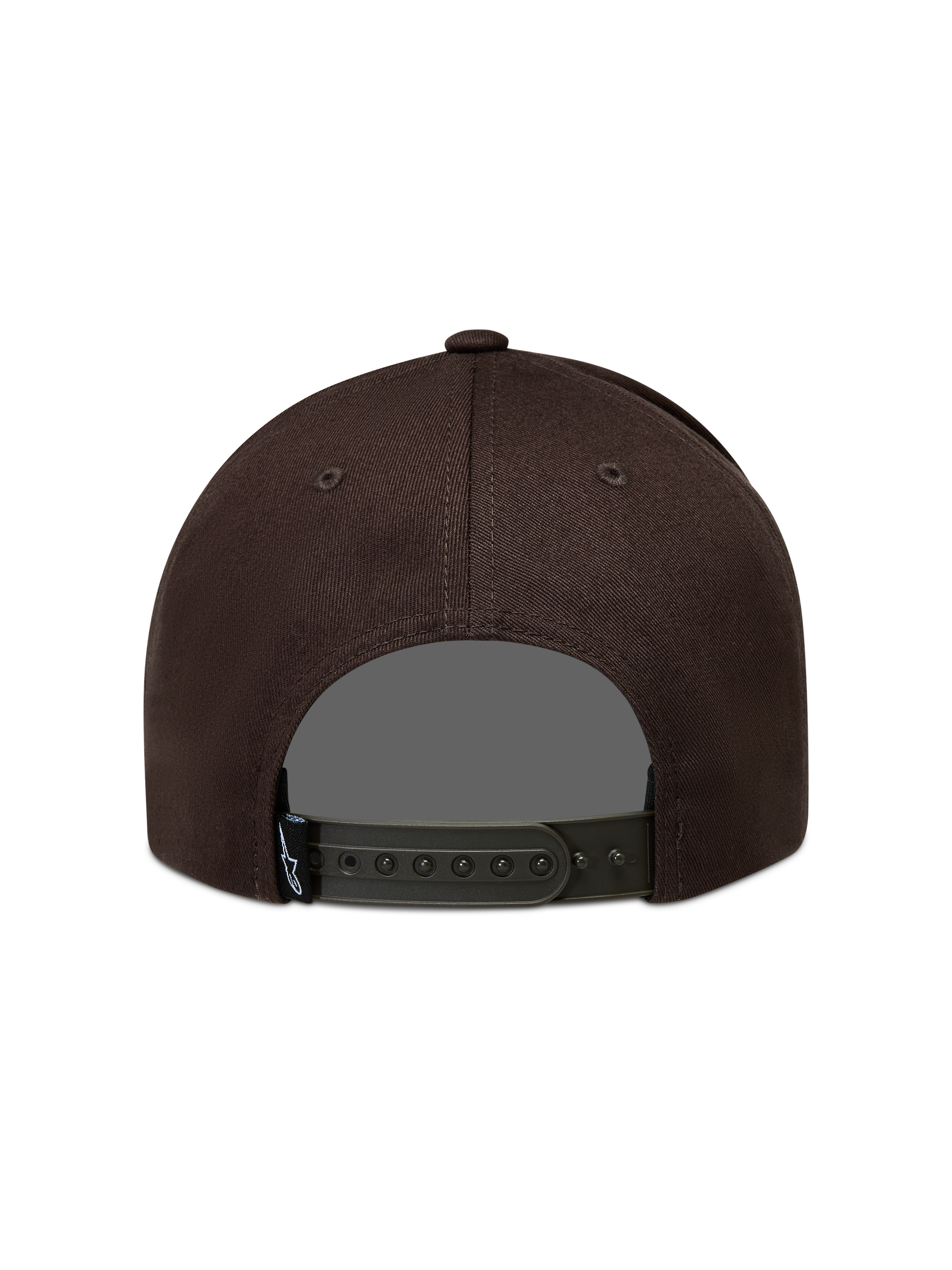 Alpinestars Combo Logo Snapback hoed, bruine sportswear pet met verstelbare snapbacksluiting, achteraanzicht.
