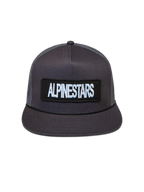 Alpinestars Ten Trucker pet, donkergrijs met gestructureerde kroon, platte klep en geborduurde logopatch.