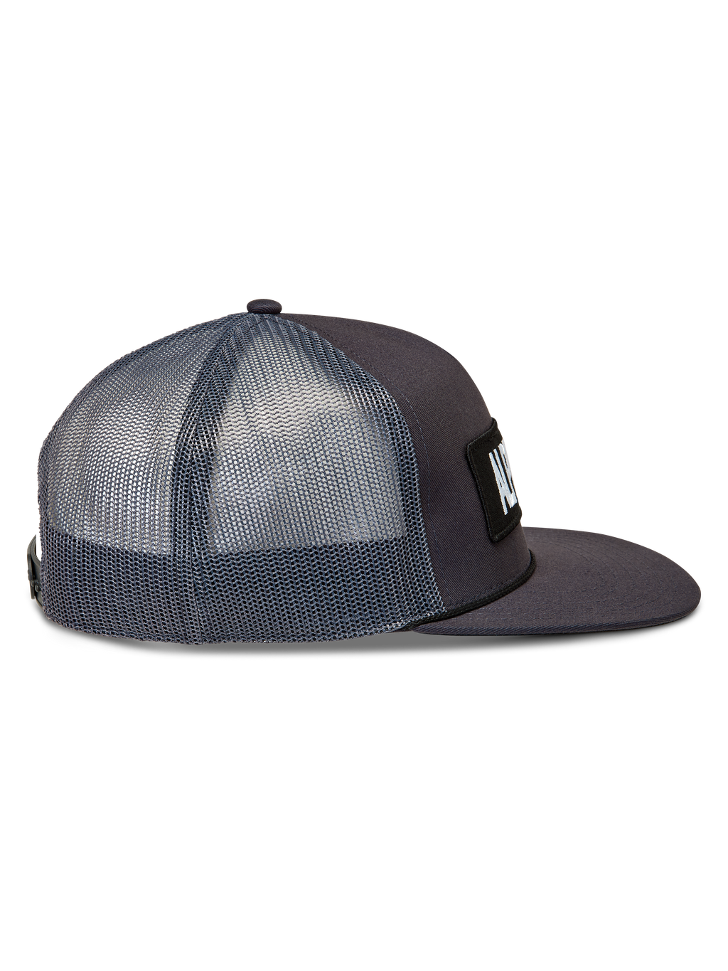 Alpinestars Ten Trucker hoed, donkergrijze pet met ademende mesh achterkant en platte klep, casual sportswear.