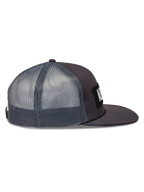 Alpinestars Ten Trucker hoed, donkergrijze pet met ademende mesh achterkant en platte klep, casual sportswear.
