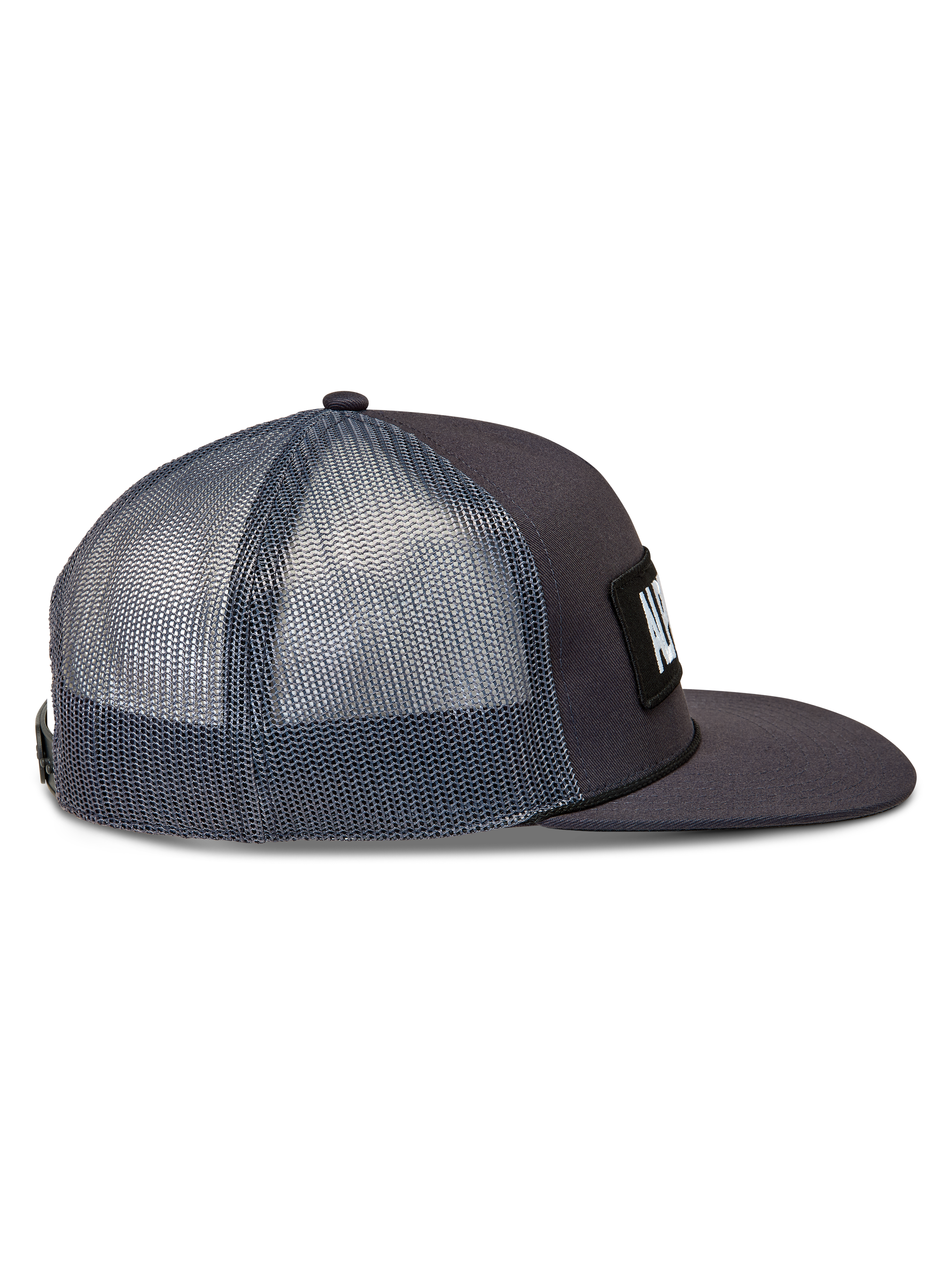 Alpinestars Ten Trucker hoed, donkergrijze pet met ademende mesh achterkant en platte klep, casual sportswear.