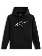 Alpinestars Ageless V3 hoodie, zwarte sportswear-pullover met wit geborduurd logo, kangoeroezak en zachte fleece voering.