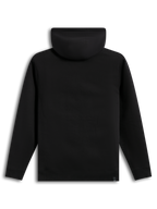 Alpinestars Ageless V3 Hoodie, achterzijde van een zwarte fleece sportpullover met ribboorden en zoom, casual sportswear.