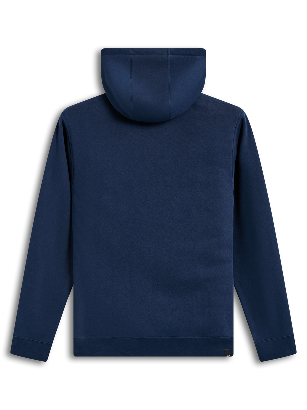 Alpinestars Ageless V3 hoodie, marineblauwe fleece sporttrui, achteraanzicht met capuchon en geribbelde zoom.