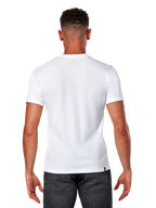 Alpinestars Elliptic CSF Tee, T-shirt met korte mouwen, wit, achteraanzicht van model met donkergrijze jeans, casual motorsport streetwear
