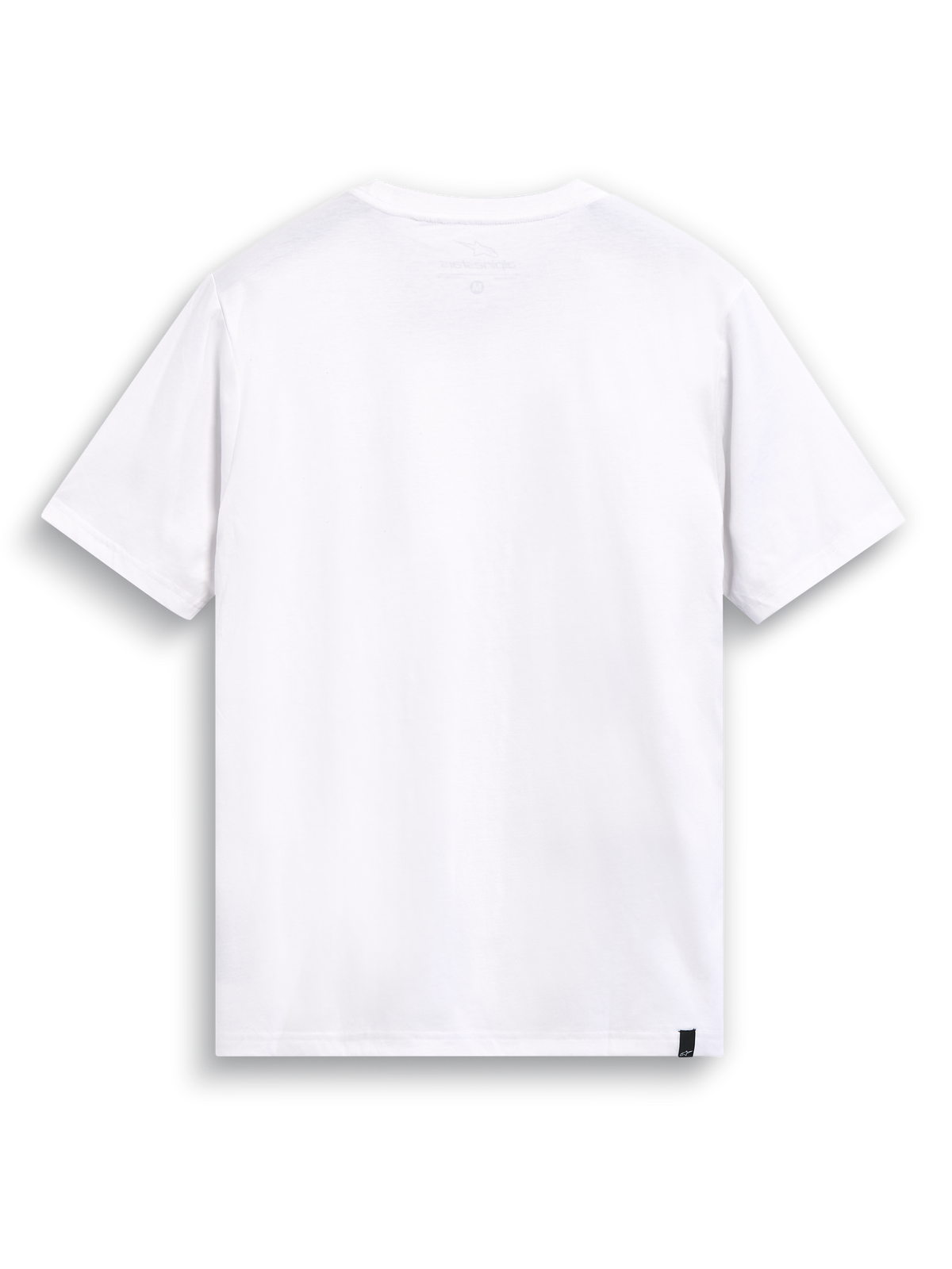 Alpinestars Elliptic CSF Tee, white short-sleeve sportswear t-shirt, rear view showing internal neck print and external hem label