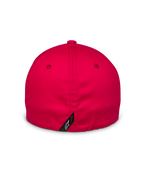 Alpinestars Arcstars pet, rood, achteraanzicht met flex-back sluiting, klein zwart label met wit Astars-logo op de middennaad, gestructureerde stretch twill-stof, casual motorsport pet