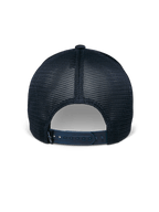 Alpinestars Delane pet, marineblauw, achteraanzicht, voorzien van ademende diamond mesh panelen, verstelbare snapback-sluiting met klein logolabel, casual performance sportswear
