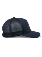 Alpinestars Delane pet, sportswear pet, marineblauw, zijaanzicht met diamond mesh achterkant en jersey voorkant, gebogen klep, gestructureerde kroon