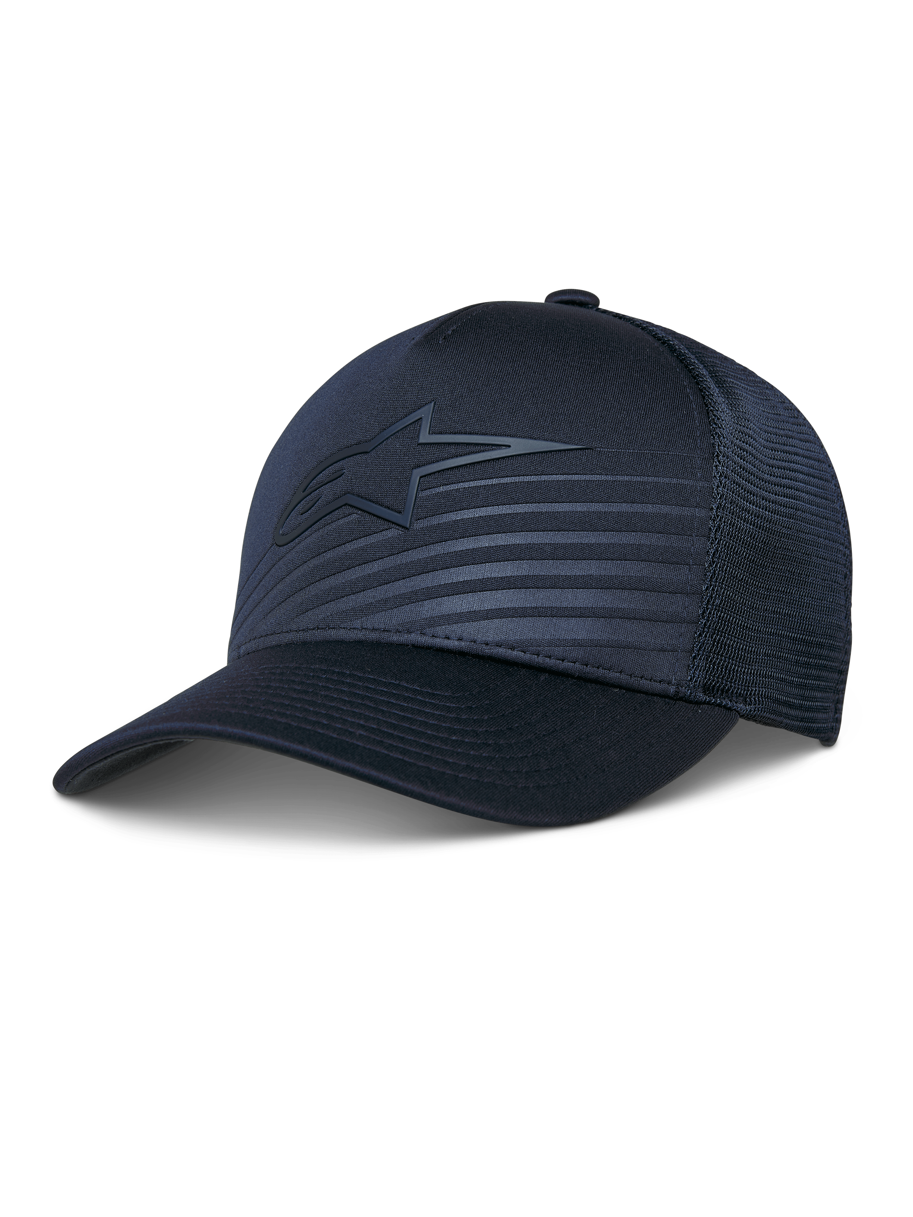 Alpinestars Delane Hat, Performance Baseball Cap, Navy Blue, Tonal Star Logo and Reflective Lines, Structured Crown with Diamond Mesh Back, Curved Bill, Breathable Sportswear