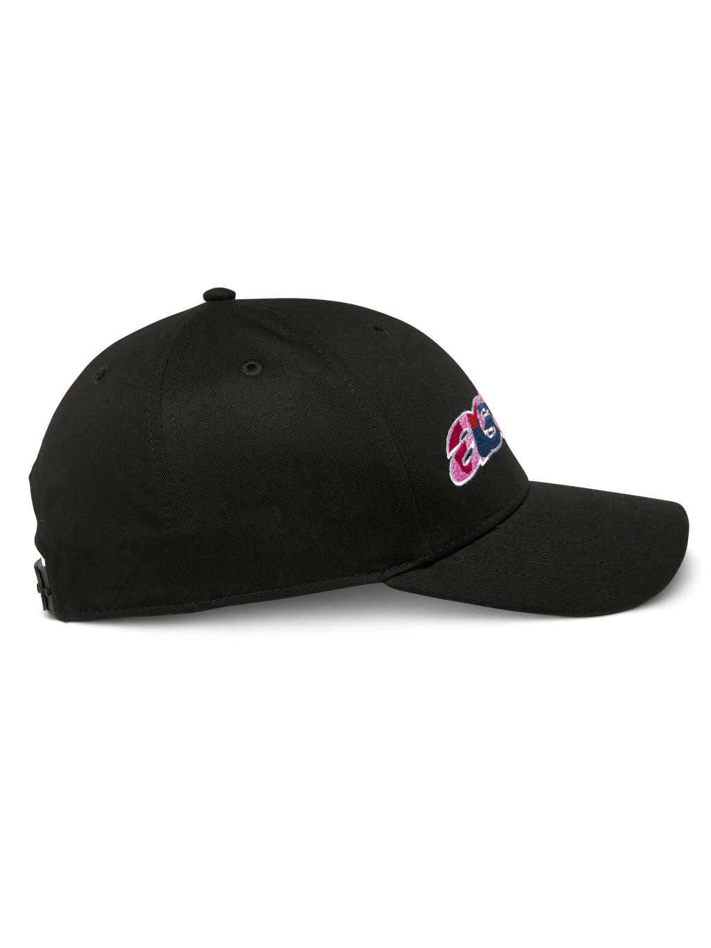 Alpinestars Canyon pet, zwarte snapback pet, zijaanzicht, gebogen klep, met borduurwerk op de zijkant en een gestructureerde kroon, casual motorsport hoofdbedekking