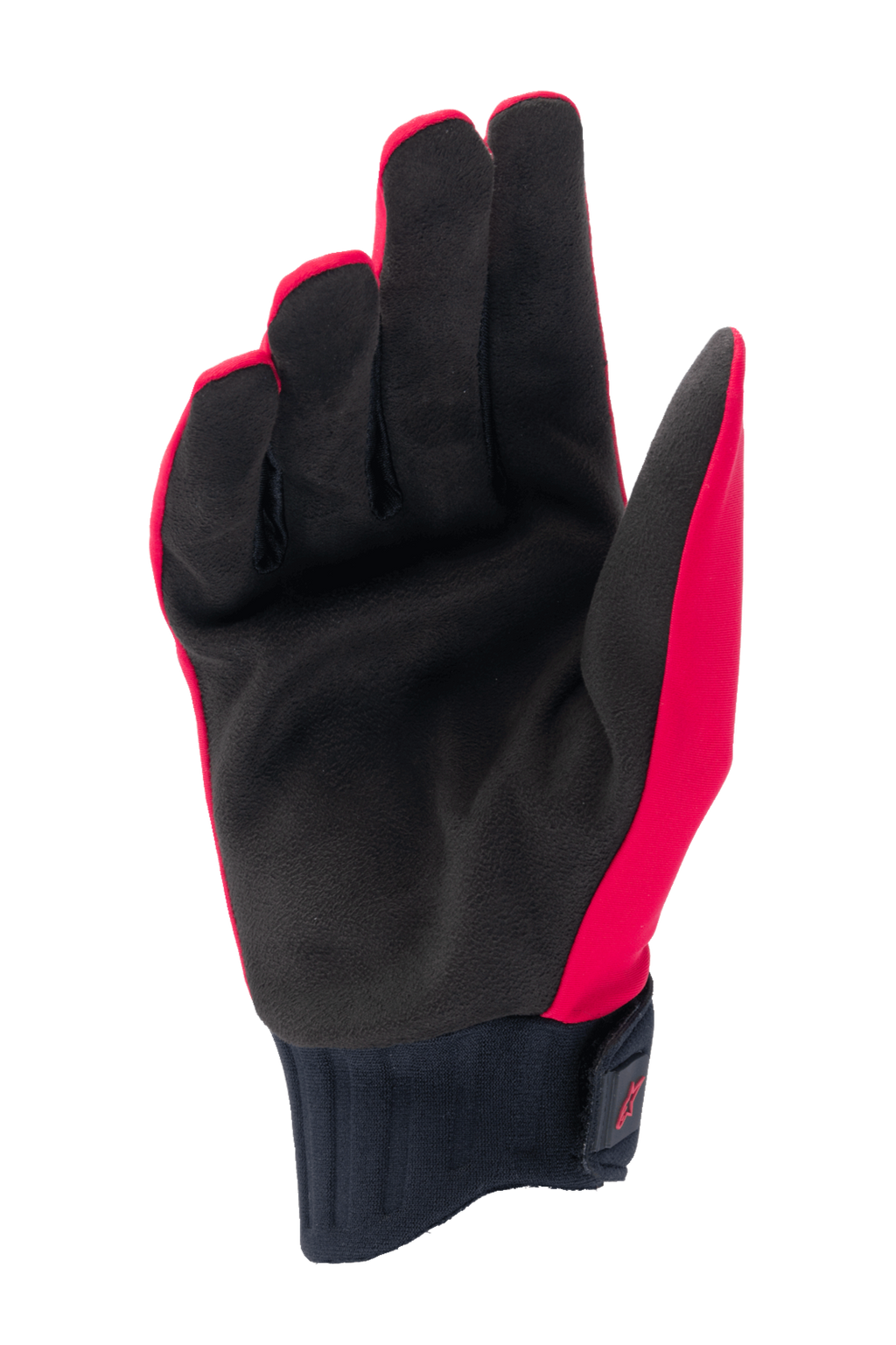 Alpinestars Stella A-Dura Regenhandschoenen voor dames, fluorescerend rood en zwart, handpalmweergave met synthetisch suède palm, geribbelde neopreen manchet met klittenbandsluiting, waterdichte fietshandschoenen