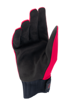 Alpinestars Stella A-Dura Regenhandschoenen voor dames, fluorescerend rood en zwart, handpalmweergave met synthetisch suède palm, geribbelde neopreen manchet met klittenbandsluiting, waterdichte fietshandschoenen