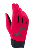 Alpinestars Stella A-Dura Rain handschoenen, MTB-regenhandschoenen voor dames, fluorescerend rood en zwart, groot zwart sterlogo, geribbelde neopreen manchet, waterdicht ontwerp voor mountainbiken
