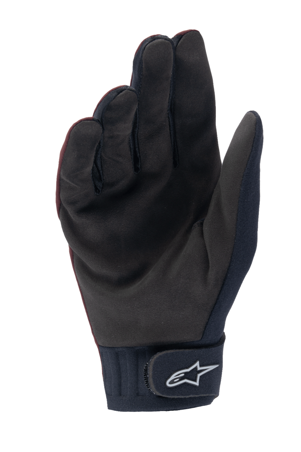 Alpinestars Stella A-Dura Thermal handschoenen, MTB-handschoenen voor dames, donkerrood en zwart, palmweergave met synthetisch suède materiaal, neopreen manchet met klittenbandsluiting en wit Alpinestars-logo, ontworpen voor fietsen in koud weer