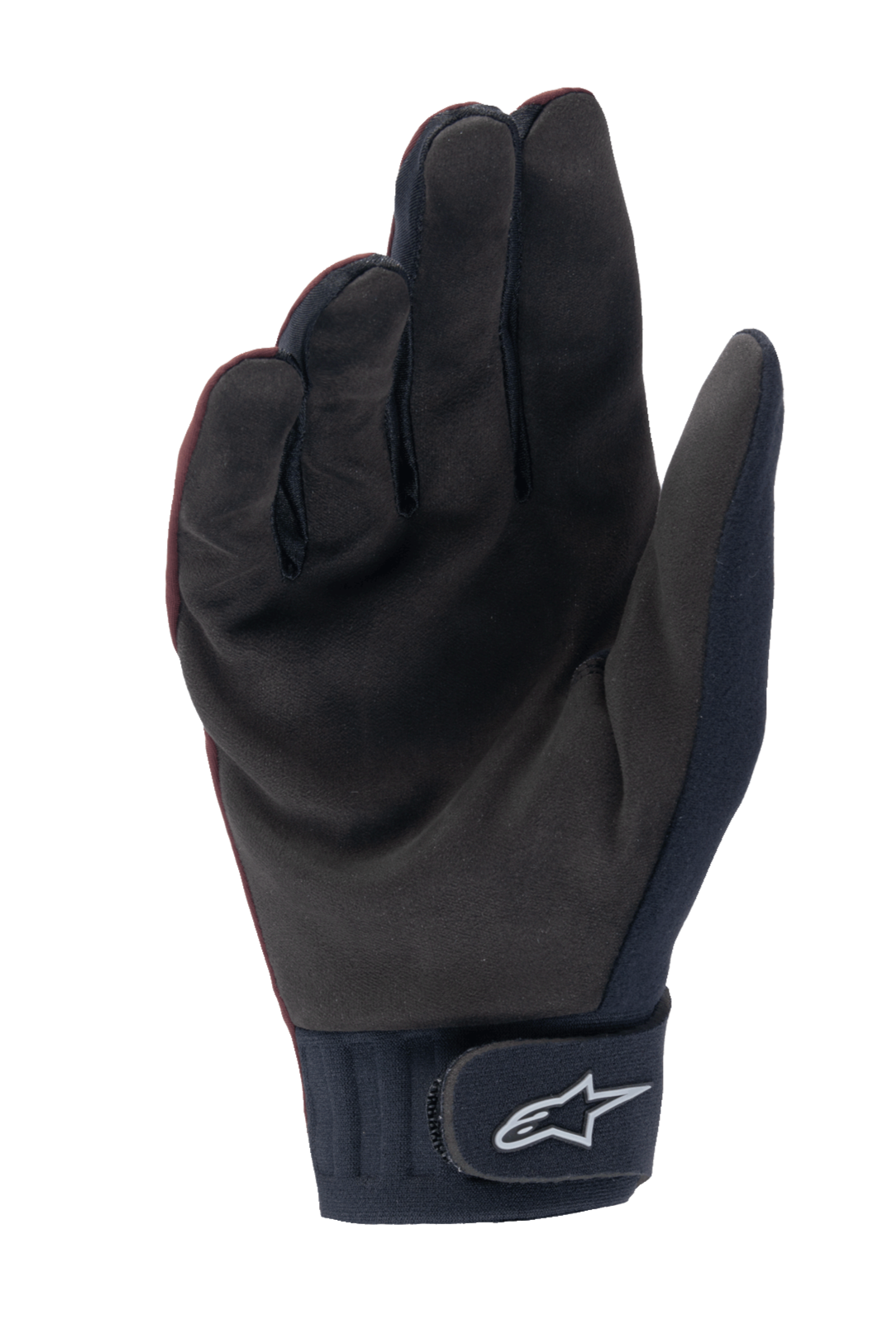 Alpinestars Stella A-Dura Thermal handschoenen, MTB-handschoenen voor dames, donkerrood en zwart, palmweergave met synthetisch suède materiaal, neopreen manchet met klittenbandsluiting en wit Alpinestars-logo, ontworpen voor fietsen in koud weer