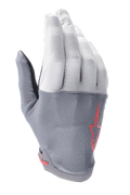 Alpinestars A-Aria Gloves, MTB Cycling Gloves, Dark Gray and Light Gray with Red Accents, featuring a Red Star logo, ventilated stretch fabric, and lightweight flexible construction