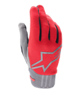 Alpinestars A-Dura handschoenen, mountainbike handschoenen, fluorood en grijs, met een groot grijs sterlogo op de handrug, zwarte vingeraccenten, geribbelde manchet en elastische stof voor MTB-rijden
