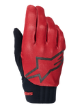 Alpinestars A-Dura Gloves, MTB Cycling Gloves, Dark Orange and Black, textured grid pattern upper, large black star logo, black neoprene cuff with red branding, designed for mountain bike grip and performance