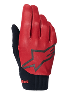 Alpinestars A-Dura Gloves, MTB Cycling Gloves, Dark Orange and Black, textured grid pattern upper, large black star logo, black neoprene cuff with red branding, designed for mountain bike grip and performance