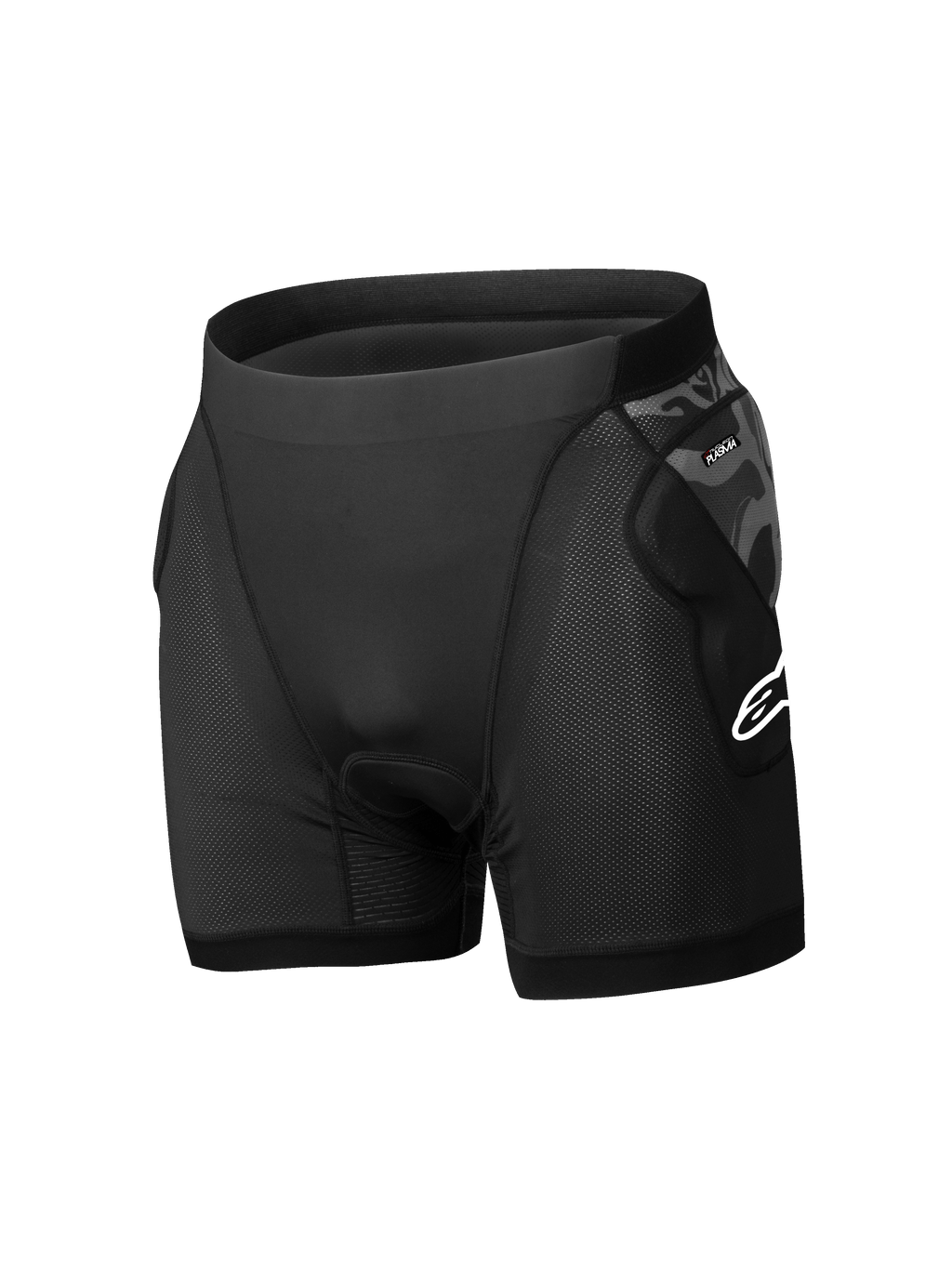 Alpinestars A-Motion Plasma beschermende boxershorts, heren MTB-beschermshort, zwart en camo, CE Level 1 heupbeschermers, ademende mesh
